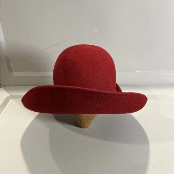 Vintage Dana Marte Red 100% Wool Women’s Fedora Hat - Picture 4 of 9